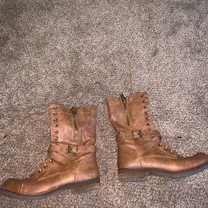 Brown combat boots